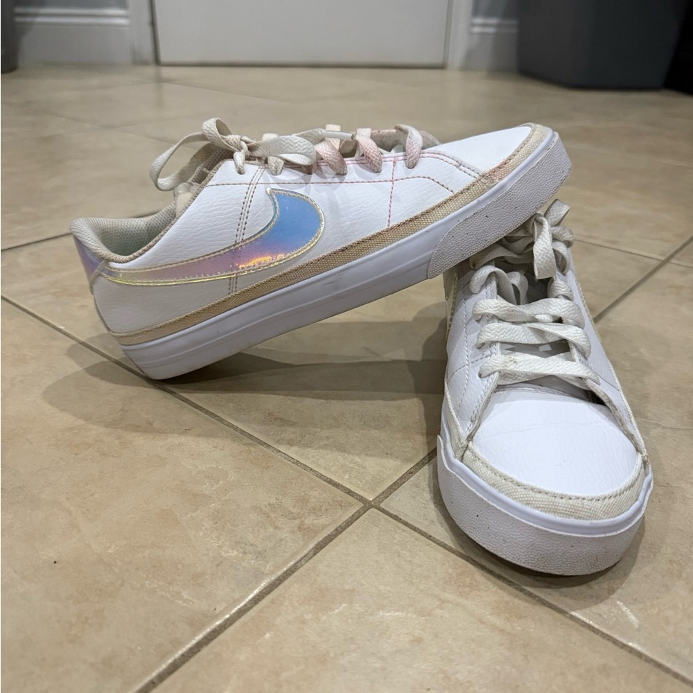 Nike White and Neon Green Sneakers